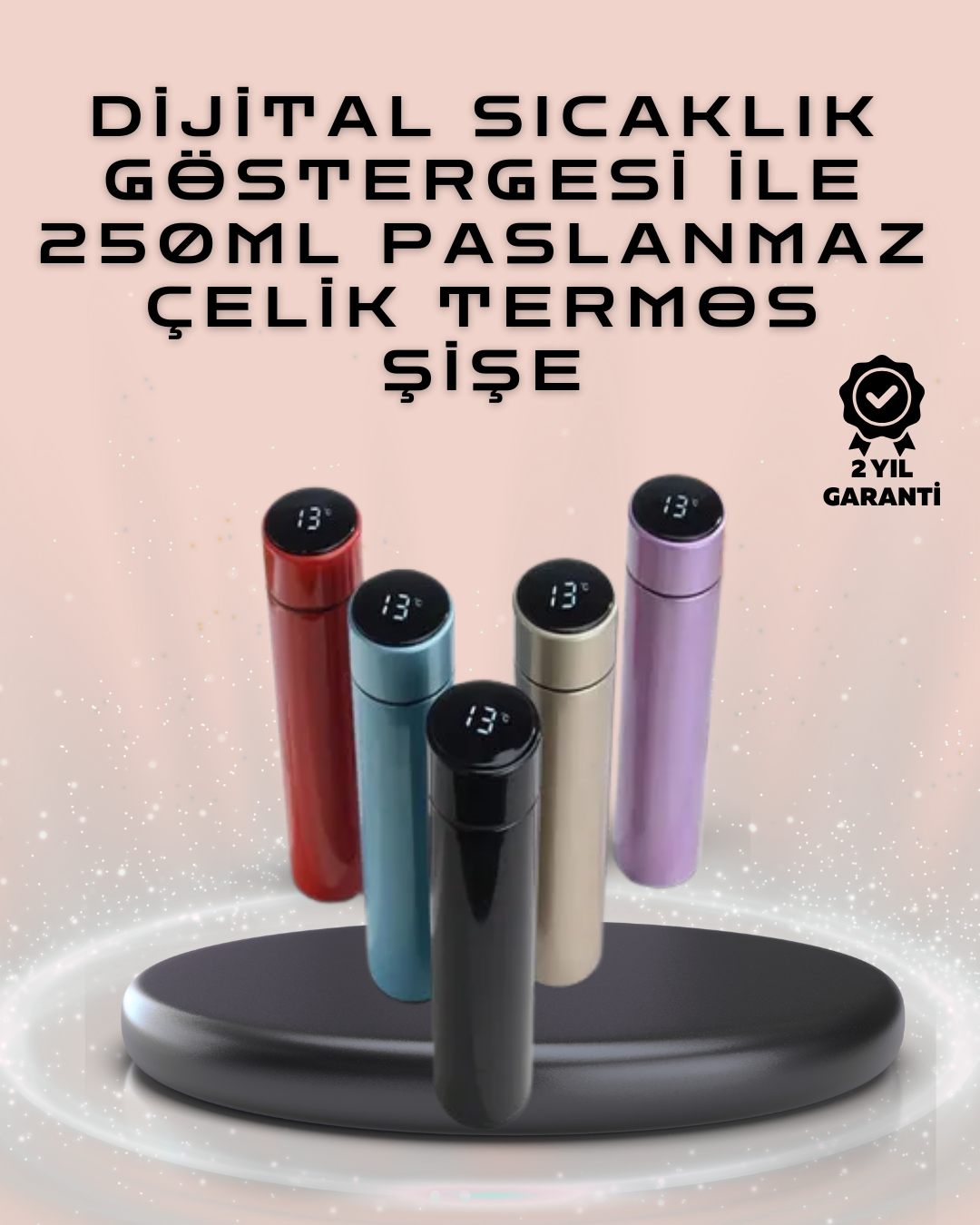 250ml LED Ekranlı Paslanmaz Çelik Akıllı Termos - Bayi Depom
