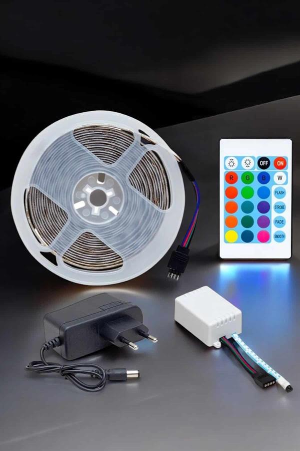 5 Metre Şerit Led RGB Işıklı Kumandalı Güç Adaptörü Her Ortama Uygun - Bayi Depom 5 Metre Şerit Led RGB Işıklı Kumandalı Güç Adaptörü Her Ortama Uygun - Bayi Depom