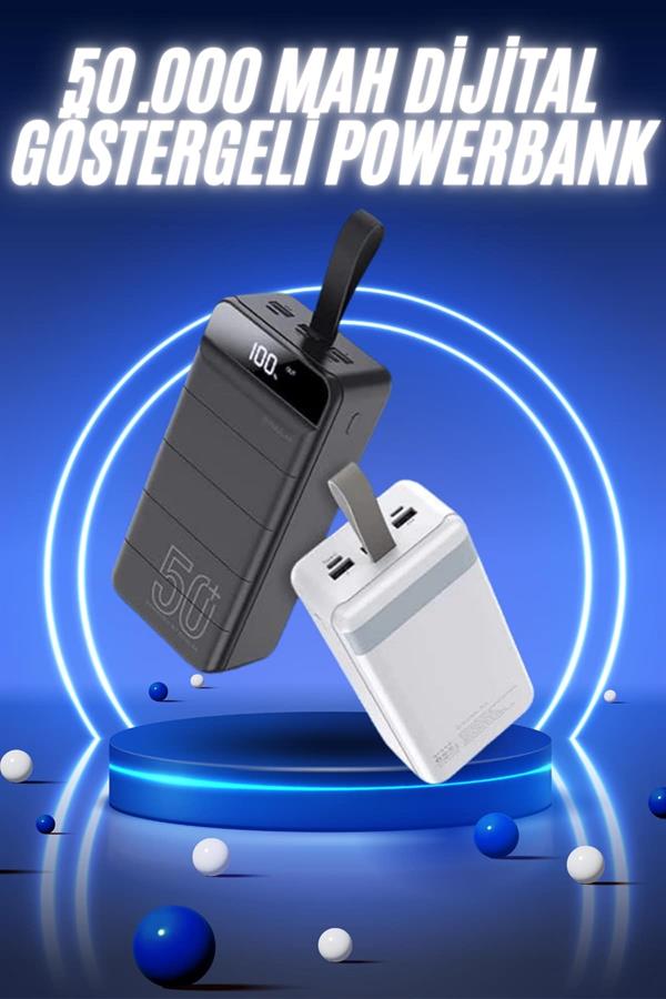 50.000 Mah Powerbank Turbo Hızlı Led Göstergeli Android İOS Uyumlu Taşınabilir Askılı - Bayi Depom