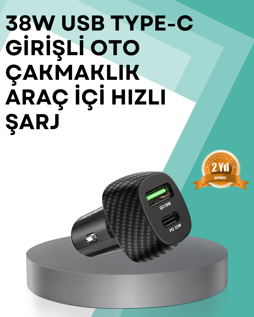 Çift Cihaz Destekli 38W Güçlü Çakmaklık Araç Şarj Cihazı - Bayi Depom