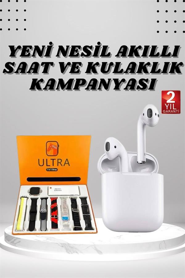 7 Kordonlu Akıllı Saat Ve 2.Nesil Kulaklık Yüksek Ses Kaliteli Uzun Pil Ömrü - Bayi Depom 7 Kordonlu Akıllı Saat Ve 2.Nesil Kulaklık Yüksek Ses Kaliteli Uzun Pil Ömrü - Bayi Depom