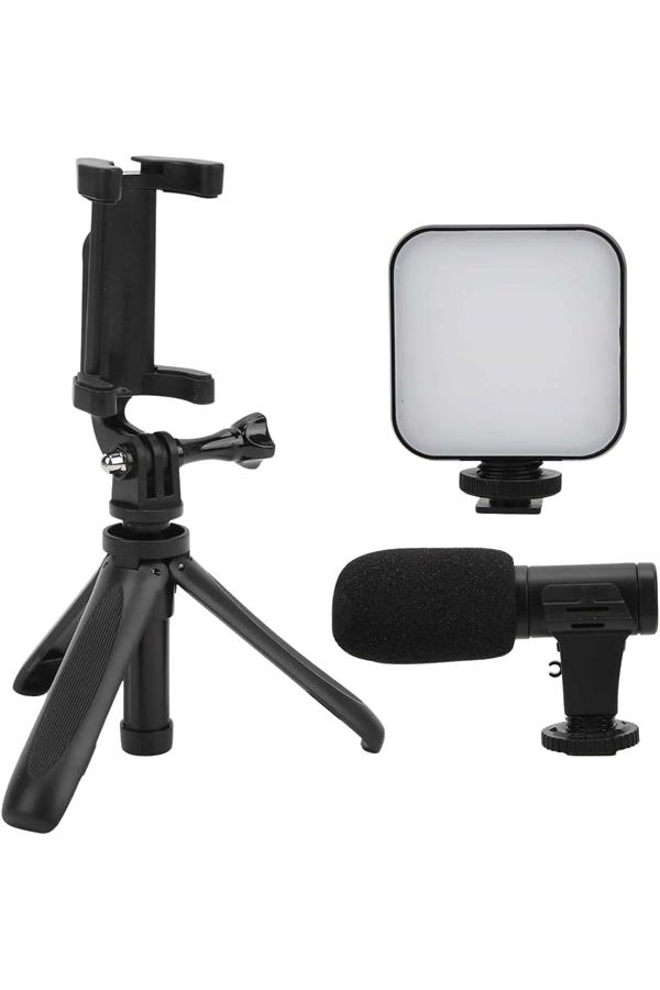 Akıllı Telefon Vlog Kiti Tripod Mini Mikrofonlu Telefon Tutucu - Bayi Depom Akıllı Telefon Vlog Kiti Tripod Mini Mikrofonlu Telefon Tutucu - Bayi Depom