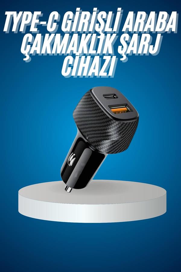 Araç İçi Hızlı Şarj Soketi 38W Oto Çakmaklık Type-C Araba Çakmaklık - Bayi Depom