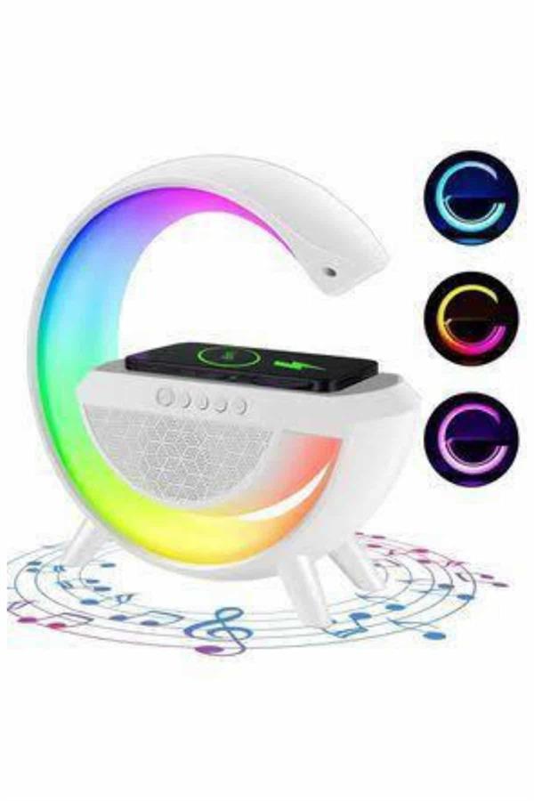 Bluetooth Hoparlör G Şekli Atmosfer Akıllı Rgb Lamba Wireless Kablosuz Şarj - Bayi Depom