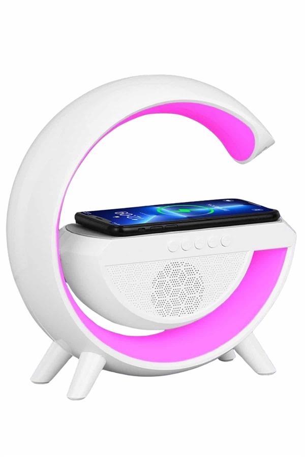 Bluetooth Hoparlör G Şekli Atmosfer Akıllı Rgb Lamba Wireless Kablosuz Şarj - Bayi Depom