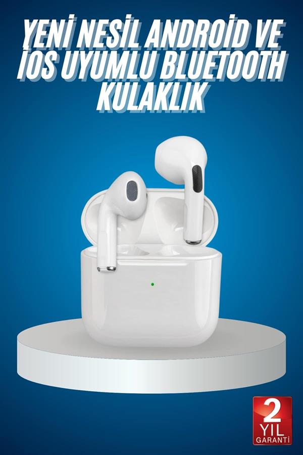 Bluetooth Kulaklık Beyaz Çağrı Cevaplama Dokunmatik Kontrol Kablosuz - Bayi Depom