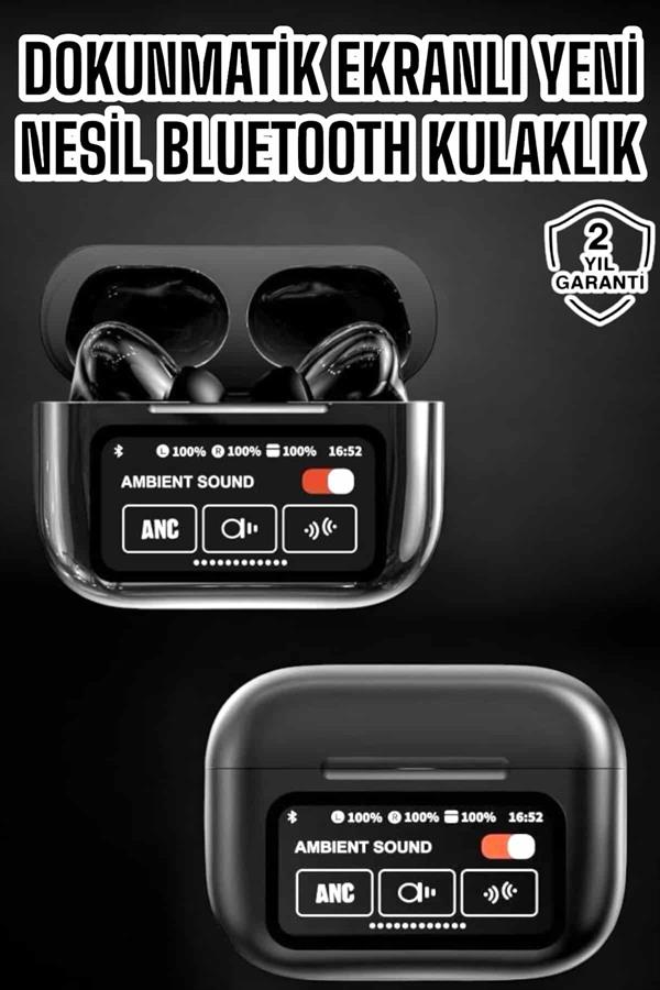 Bluetooth Kulaklık Kablosuz Ekranlı ANC/ENC Destekli Dokunmatik - Bayi Depom