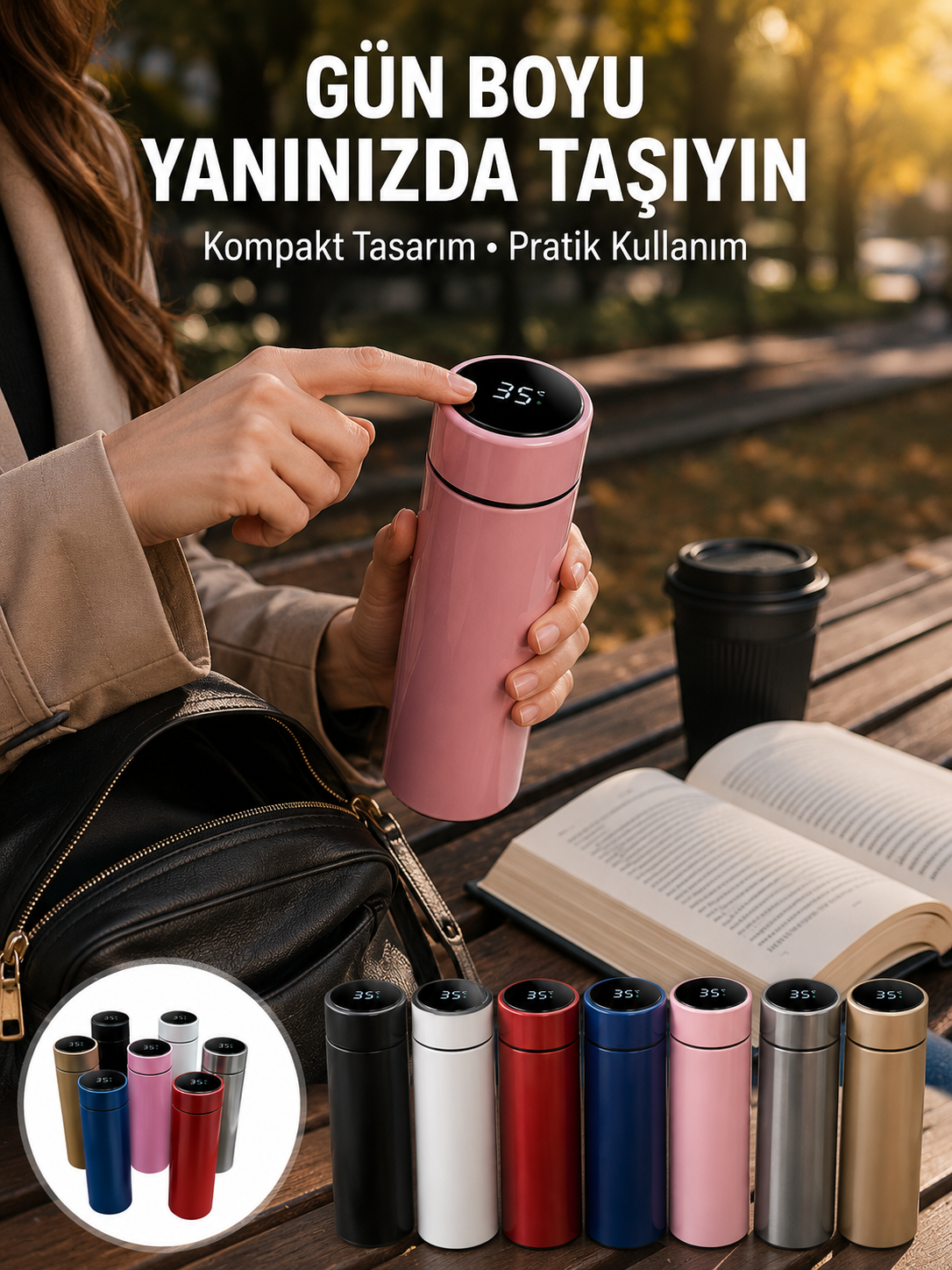 LED Sıcaklık Ölçerli 250 ml Yalıtımlı Termos Şişe Yeni Nesil - Bayi Depom