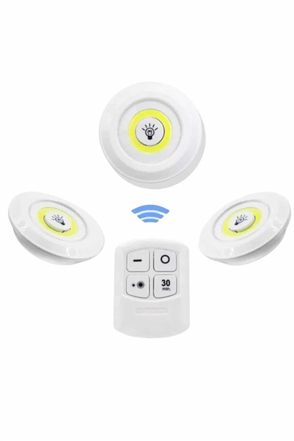 Dolap Işığı Mutfak Rafı Işığı Uzaktan Kumandalı 3 Lü Spot Led Lamba - Bayi Depom Dolap Işığı Mutfak Rafı Işığı Uzaktan Kumandalı 3 Lü Spot Led Lamba - Bayi Depom