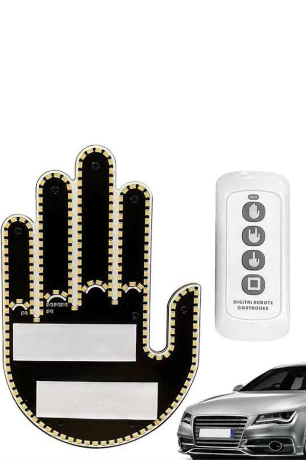 El Orta Parmak Led Kumandalı Araç İçi Reflektör Arka Cam El Simgesi - Bayi Depom