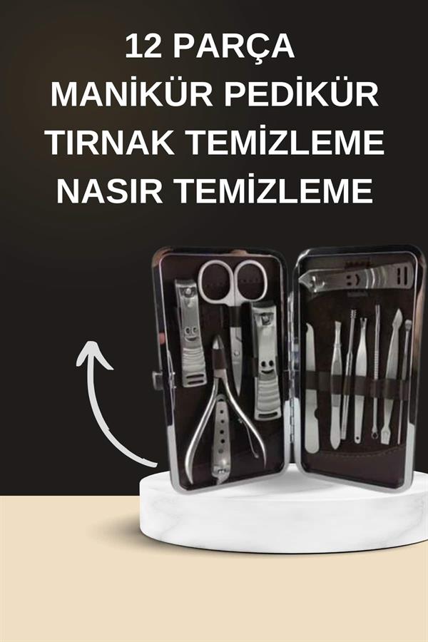 Elektrikli Manikür Pedikür Seti İkili Set 12 Parça Tırnak Bakımı Törpü Protez Çıkarma - Bayi Depom