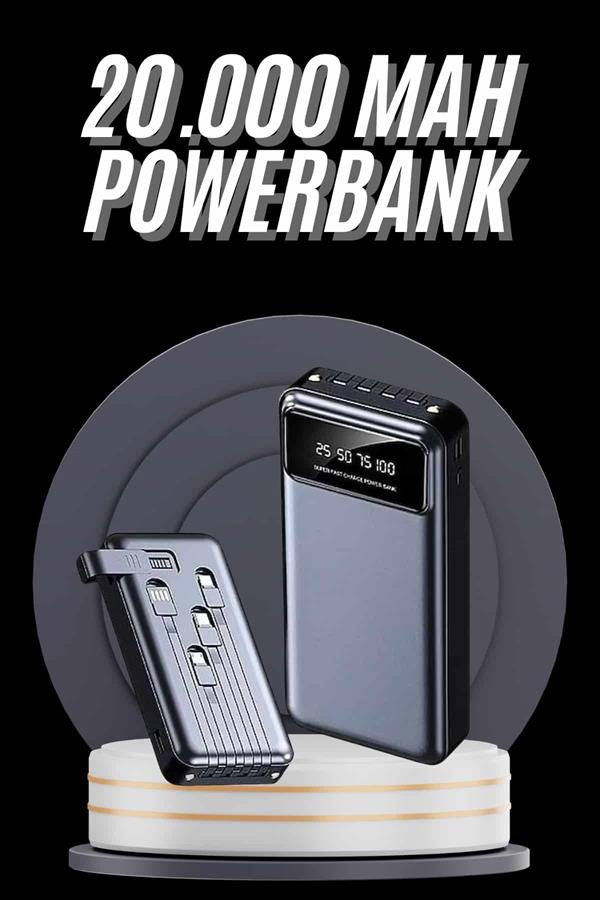 Hızlı Şarj Özellikli 20.000 Mah Dijital Göstergeli USB Girişli Android ve İOS Uyumlu Powerbank - Bayi Depom