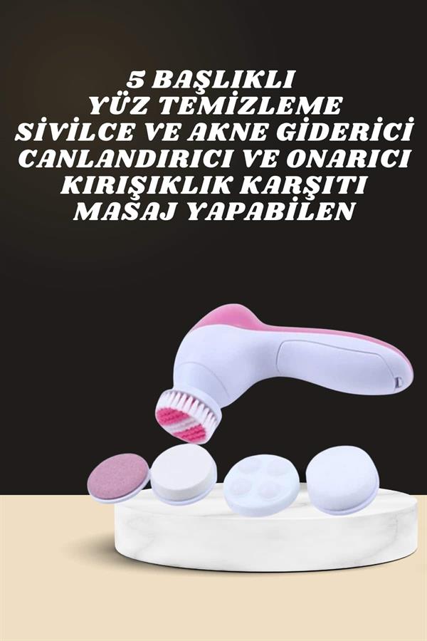 İkili Cilt Bakım Seti 5 Başlıklı Yüz Temizleme ve Masaj Aleti Canlandırıcı ve Onarıcı - Bayi Depom