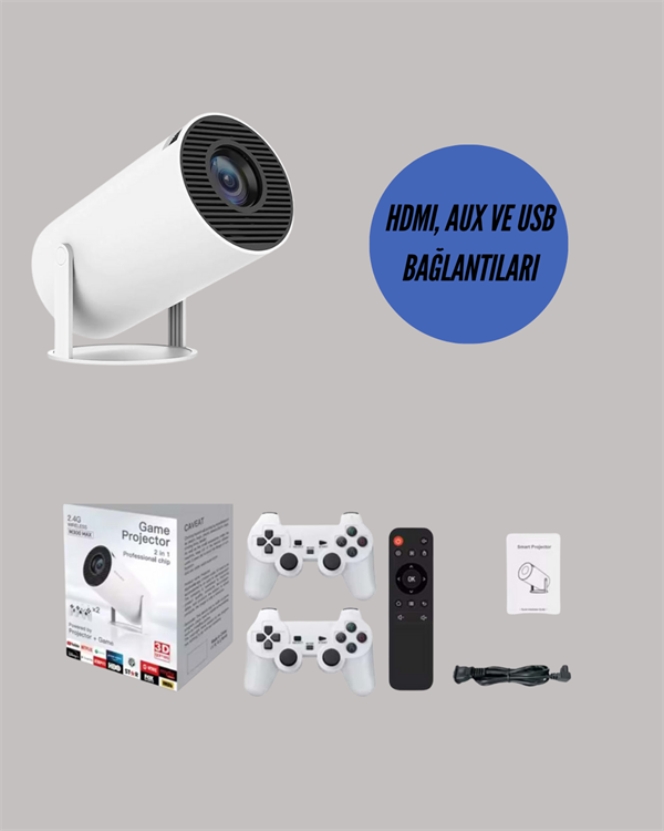 10.000 Oyun Destekli, Çift Kollu 4K Projeksiyon – HDMI, USB, AUX, Ethernet Yok Yeni Nesil - Bayi Depom 10.000 Oyun Destekli, Çift Kollu 4K Projeksiyon – HDMI, USB, AUX, Ethernet Yok Yeni Nesil - Bayi Depom