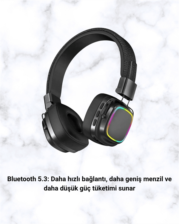Kablosuz RGB Işıklı Katlanabilir Bluetooth Kulak Üstü Kulaklık - Bayi Depom Kablosuz RGB Işıklı Katlanabilir Bluetooth Kulak Üstü Kulaklık - Bayi Depom