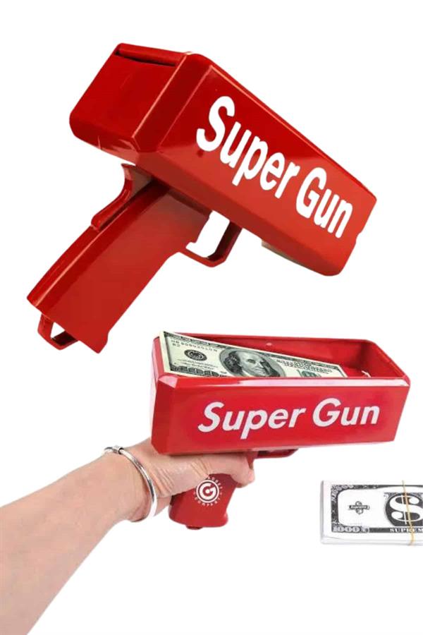 Kırmızı Parti Oyuncağı Para Saçma Fırlatma Tabancası Makinesi Super Money - Bayi Depom