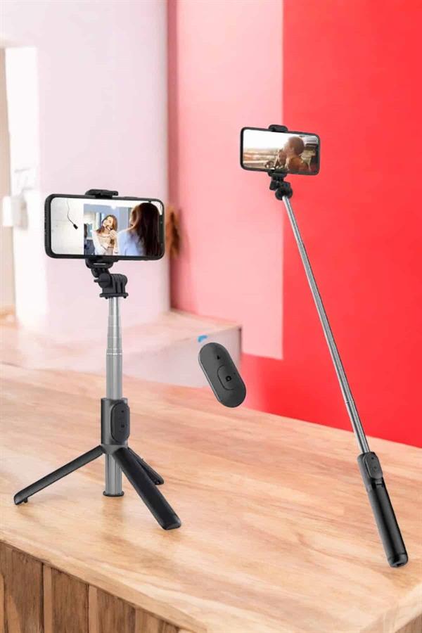 Kumandalı Tripod Telefon Tutucu Selfie Çubuğu 360 Derece Dönebilen - Bayi Depom