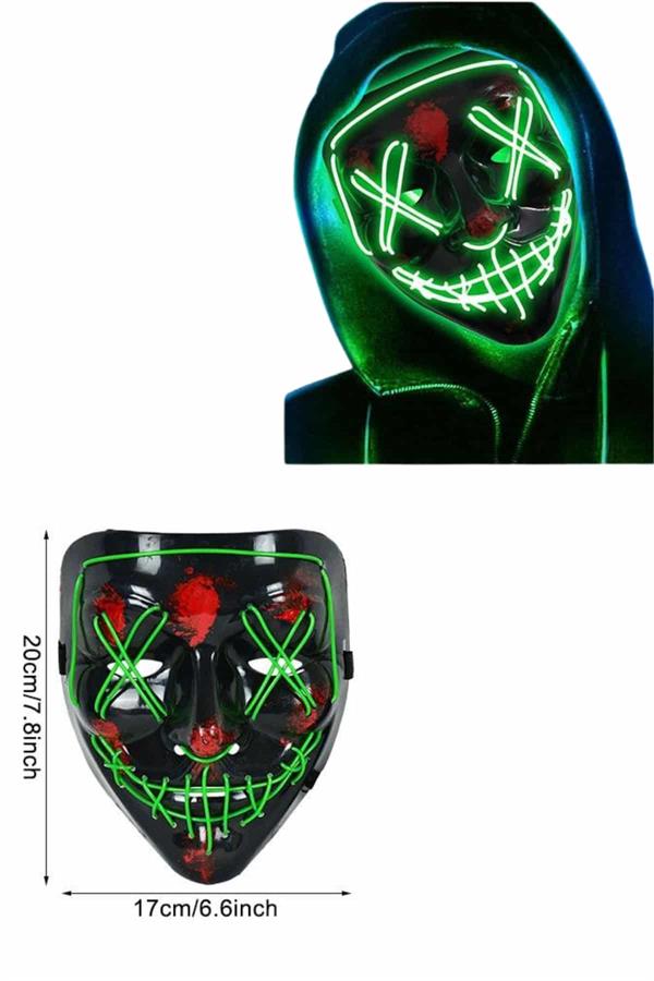 Led Işıklı Neon Maske Cadılar Bayramı Maskesi Korkunç Korku Maskesi - Bayi Depom