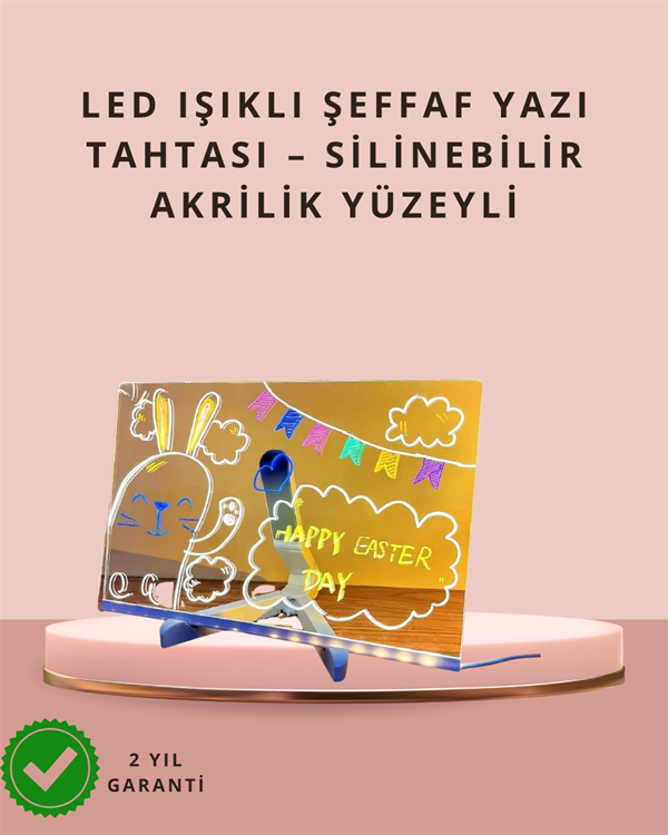 LED Işıklı Şeffaf Yazı Tahtası – Neon Etkili Akrilik Pano, Silinebilir, 7 Renkli Kalemli, 30x20 cm - Bayi Depom LED Işıklı Şeffaf Yazı Tahtası – Neon Etkili Akrilik Pano, Silinebilir, 7 Renkli Kalemli, 30x20 cm - Bayi Depom