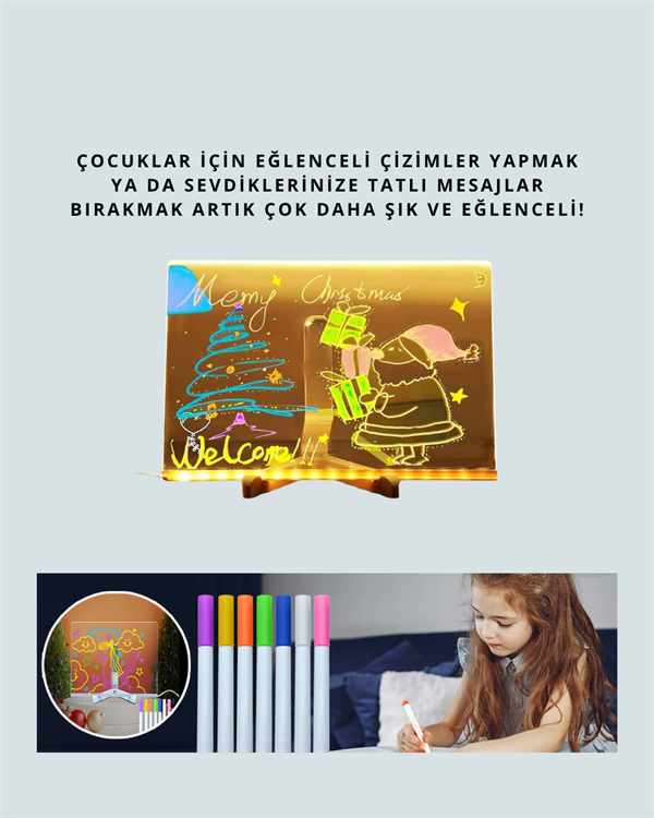 Çocuklar İçin Renkli LED Mesaj Tahtası – Neon Kalemli, Eğlenceli ve Yaratıcı Yazı Panosu - Bayi Depom Çocuklar İçin Renkli LED Mesaj Tahtası – Neon Kalemli, Eğlenceli ve Yaratıcı Yazı Panosu - Bayi Depom