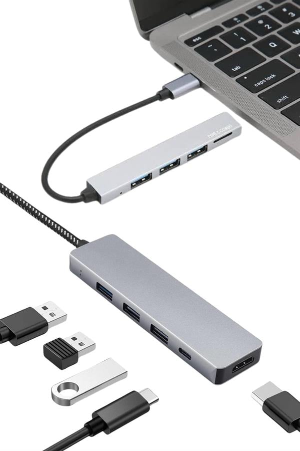 Macbook Pro/air Uyumlu USB Type-C 8 In 1 Hub Dönüştürücü Çevirici Çoklayıcı USB Hdmı Micro Sd 8 Girişli - Bayi Depom