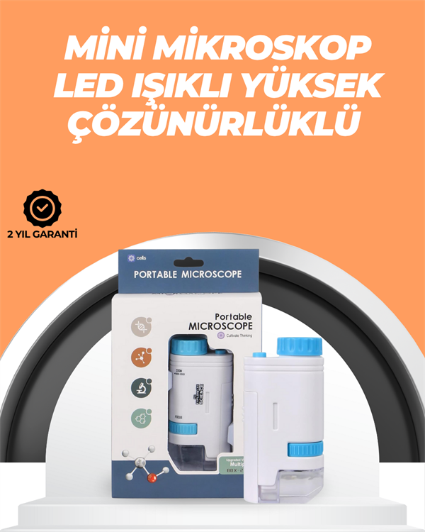 Portatif El Mikroskop – LED Işıklı, Aynı Anda Net Odaklama - Bayi Depom