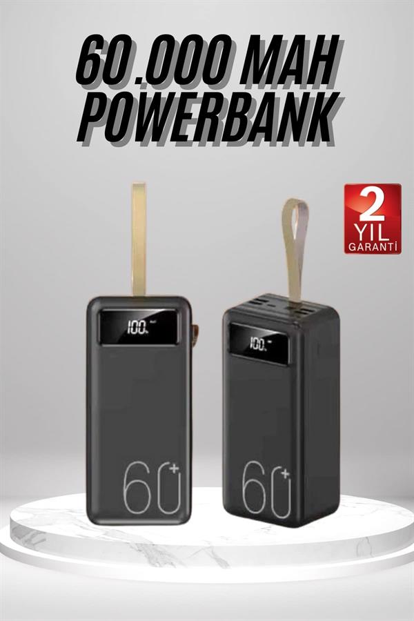 Powerbank 60.000 Mah Taşınabilir Şarj Hızlı El Fenerli Dijital Göstergeli - Bayi Depom