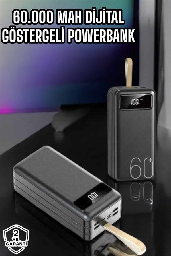 Powerbank 60.000 Mah Hızlı Şarj 4 Çıkışlı Uzun Şarj Süreli Dijital Göstergeli - Bayi Depom