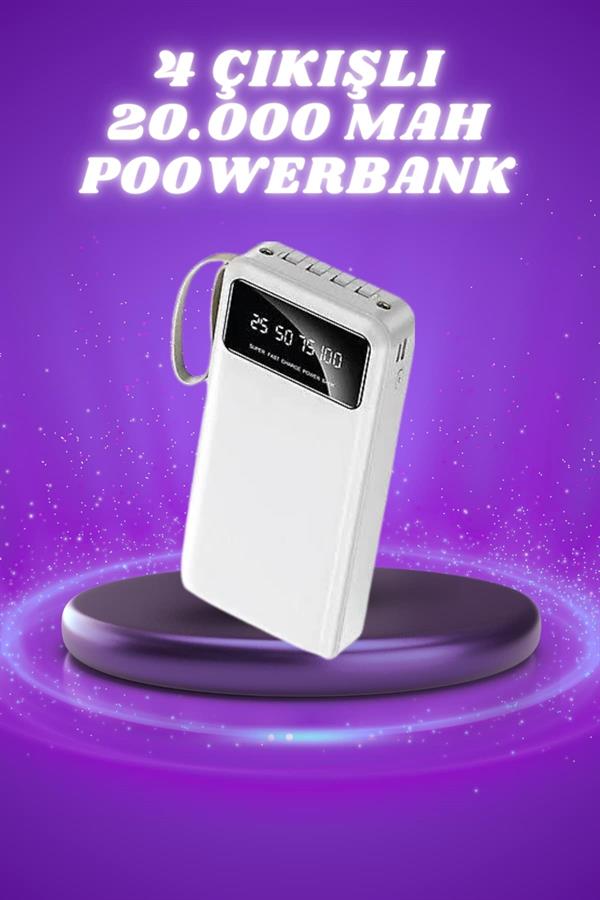 Powerbank Şarj Cihazı 4 Çıkışlı 20.000 MAH Powerbank Taşınabilir Çoklu Giriş - Bayi Depom