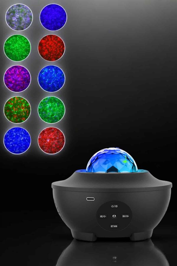 Projektör Yıldız Gece Lambası Disko Topu Bluetooth Bağlantılı Taşınabilir Şarjlı - Bayi Depom