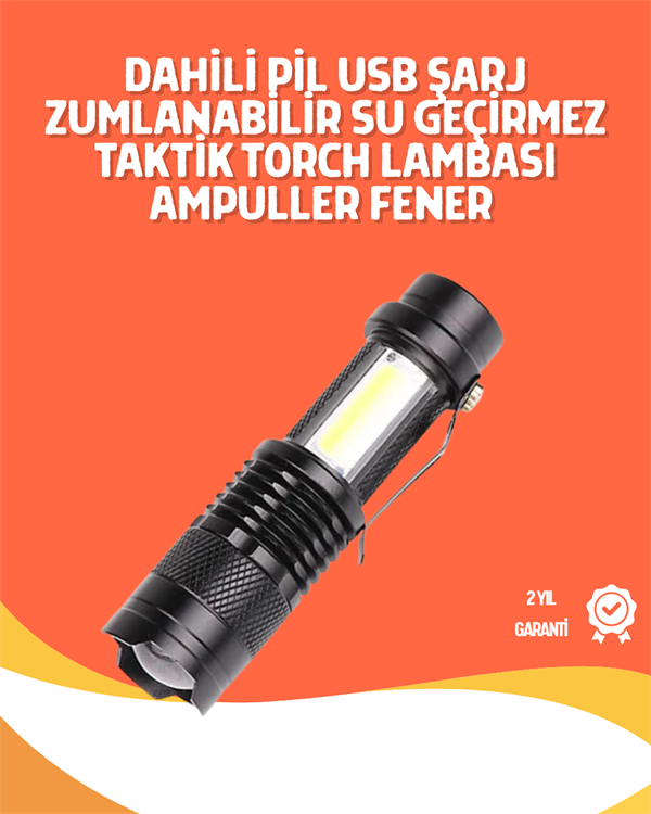 Şarjlı LED El Feneri - 14500 Pil Dahil, 4 Işık Modu, Mini Boy - Bayi Depom Şarjlı LED El Feneri - 14500 Pil Dahil, 4 Işık Modu, Mini Boy - Bayi Depom