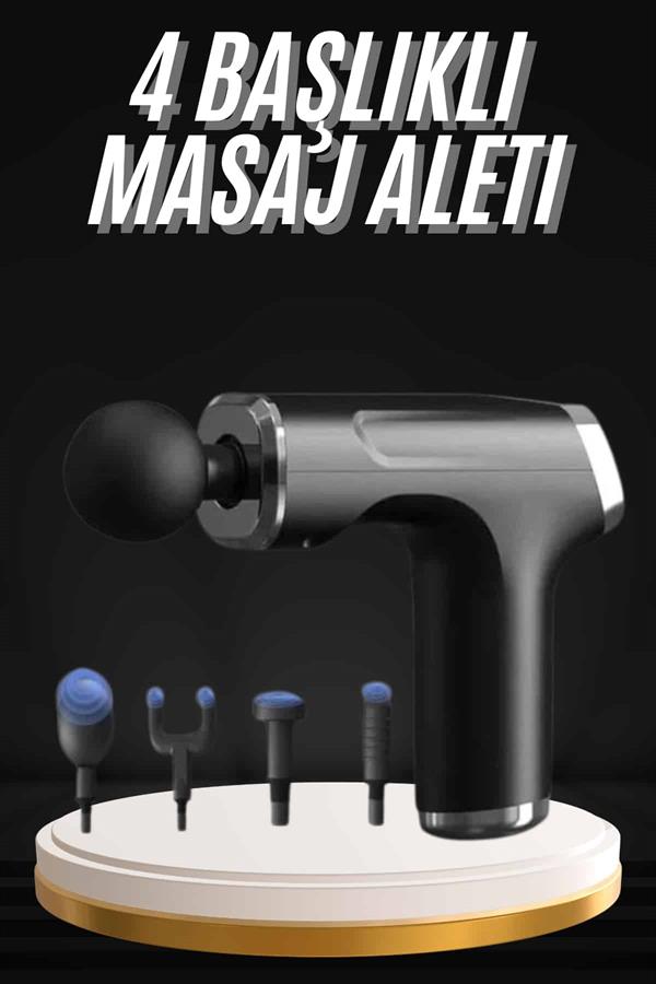 Şarjlı Masaj Tabancası 4 Başlıklı Mini Masaj Tabancası ve Masaj Aleti - Bayi Depom