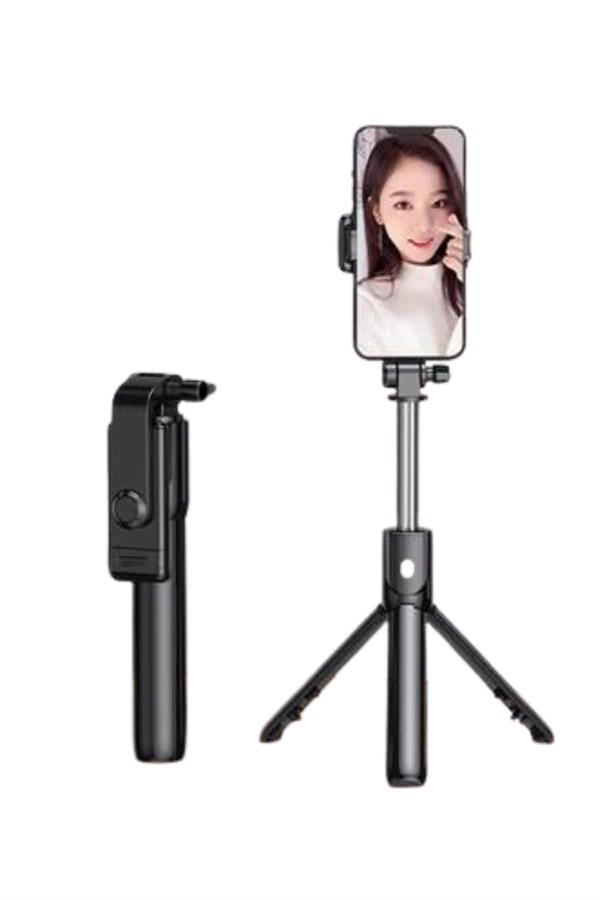 Selfie Çubuğu Tripod Bluetooth Kumandalı Selfie Çubuğu Telefon Tutucu - Bayi Depom