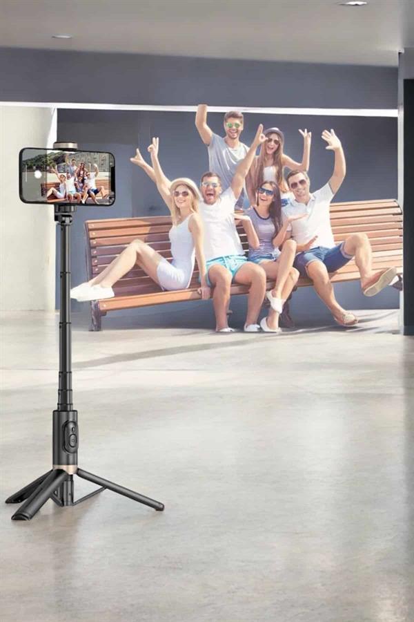 Selfie Çubuğu Tripod Kumandalı Telefon Tutucu Siyah - Bayi Depom