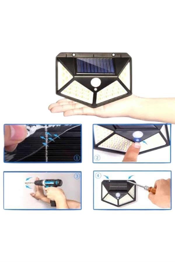 Solar Sensörlü Duvar Lambası Bahçe Lambası Parlak Beyaz Işık Suya Dayanıklı - Bayi Depom
