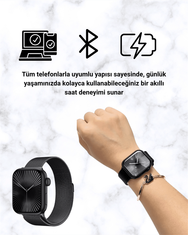 SQ-16 Mini Series 10 Akıllı Saat – 3 Kordon + Hediye Bileklik - Bayi Depom