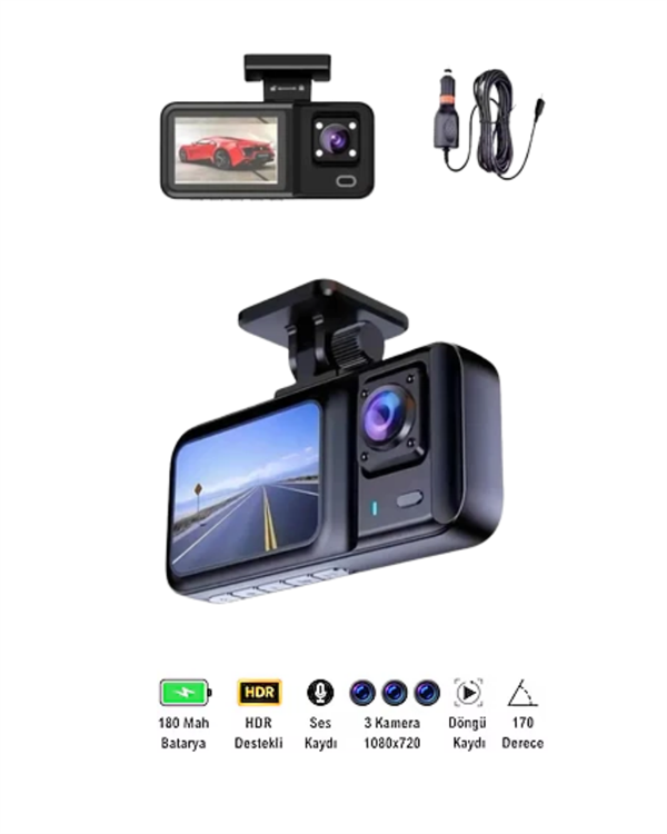 1080p Ön, 720p Arka ve İç Kamera ile %100 Kapsama – Gece Görüşlü Araç Kamerası - Bayi Depom 1080p Ön, 720p Arka ve İç Kamera ile %100 Kapsama – Gece Görüşlü Araç Kamerası - Bayi Depom