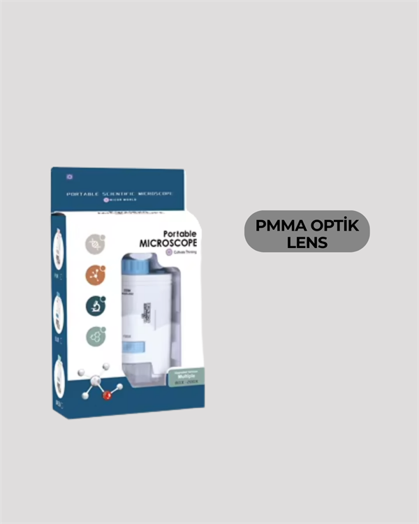 LED Aydınlatmalı 80–200 Kat Büyütmeli Cep Mikroskop - Bayi Depom
