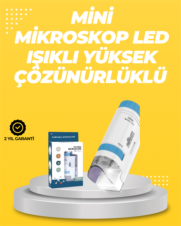 Taşınabilir LED Işıklı Cep Mikroskop – 80X–200X Büyütme - Bayi Depom