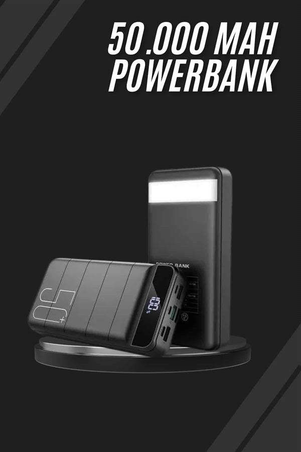 Taşınabilir Powerbank 50.000 mAh 4 Girişli Hızlı Şarj Led Göstergeli Fenerli Şarj - Bayi Depom