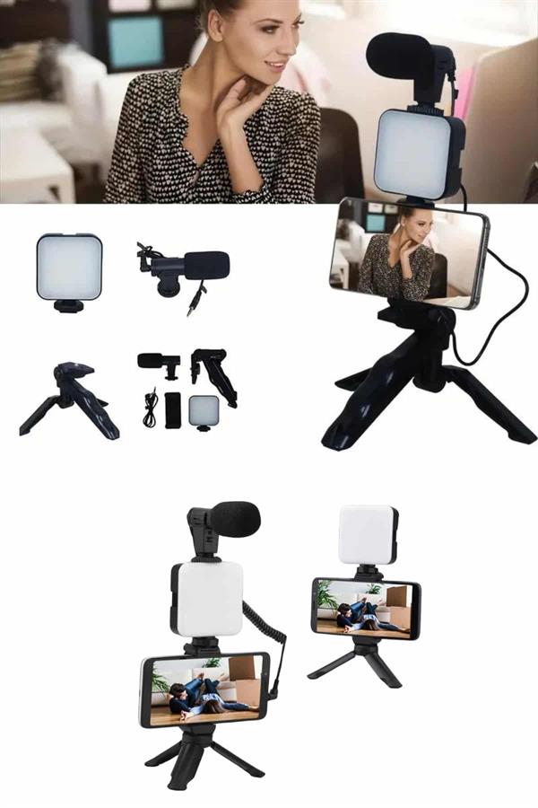 Telefon Tutucu Mikrofonlu Işıklı Youtuber Video Kayıt - Bayi Depom Telefon Tutucu Mikrofonlu Işıklı Youtuber Video Kayıt - Bayi Depom