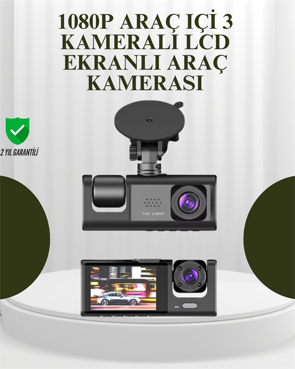 G-Sensörlü 3'lü Kayıtlı Araç Kamerası - Bayi Depom G-Sensörlü 3'lü Kayıtlı Araç Kamerası - Bayi Depom