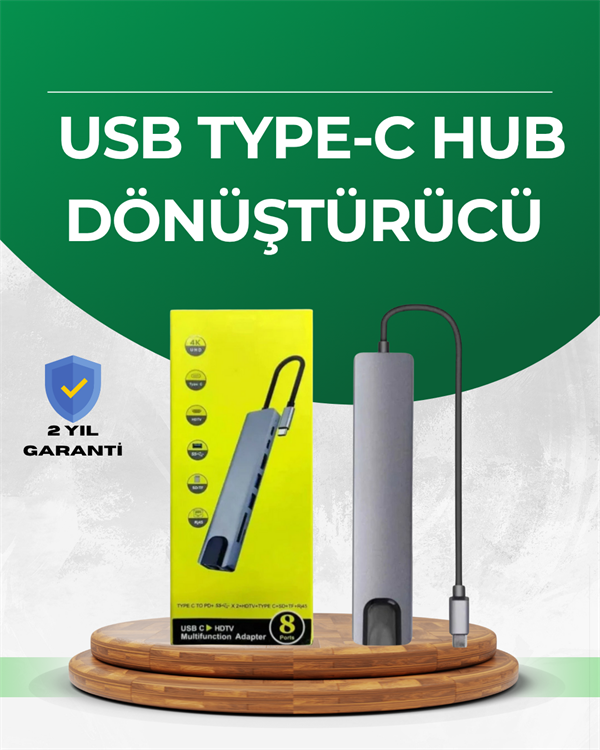 Type‑C Dönüştürücü – 2×USB3.0, SD/MS, 4K HDMI & RJ45 ile Profesyonel Kullanım - Bayi Depom