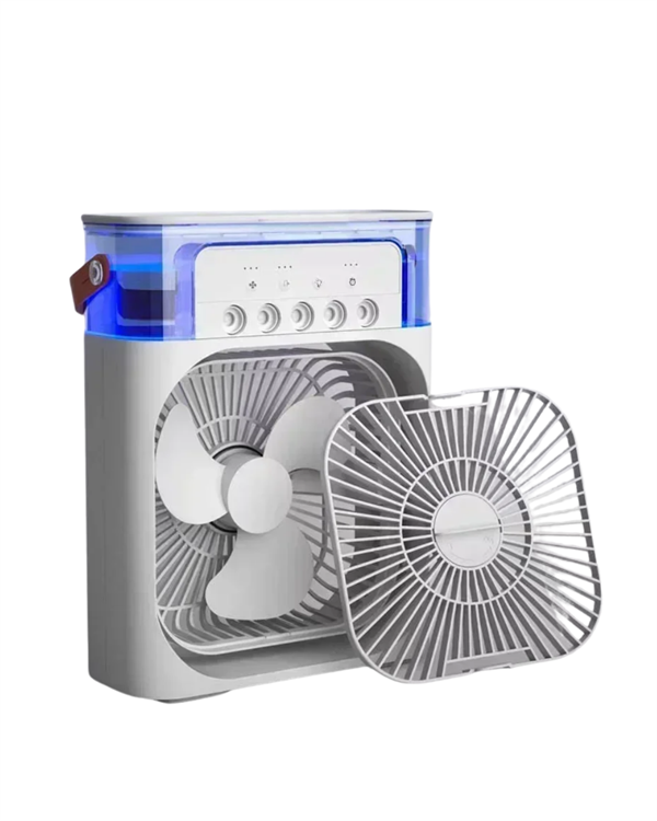 Mini Klima Fan | USB'li, 7 Renk Gece Işığı, 3'ü 1 Arada Fonksiyon - Bayi Depom