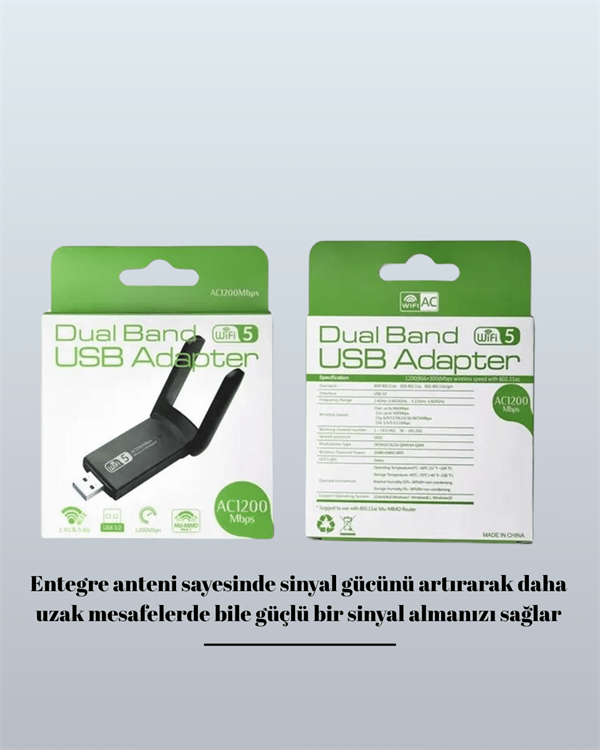 USB WiFi Adaptör – 1200 Mbps Hız - Bayi Depom