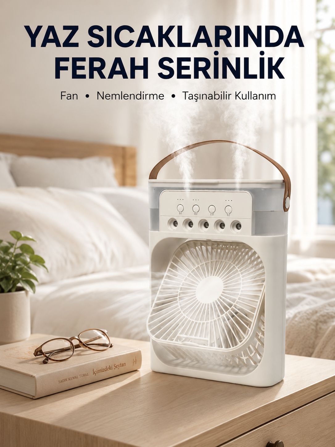 Taşınabilir 3'ü 1 Arada Mini Fan | Nemlendirici + Soğutucu + Gece Lambası Yeni Nesil - Bayi Depom Taşınabilir 3'ü 1 Arada Mini Fan | Nemlendirici + Soğutucu + Gece Lambası Yeni Nesil - Bayi Depom