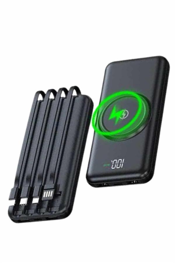 Wireless Powerbank 10000 Mah LED Ekranlı Dahili Kablolu Hızlı Şarj - Bayi Depom
