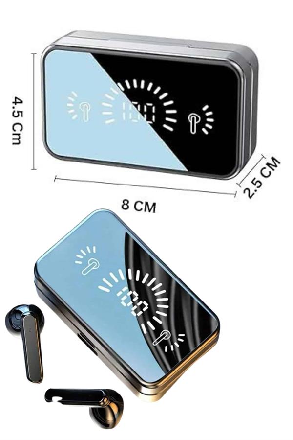 Yeni Nesil Kablosuz Kulaklık Aynalı Powerbank Özellikli Bluetooth Bağlantılı Dijital Göstergeli - Bayi Depom