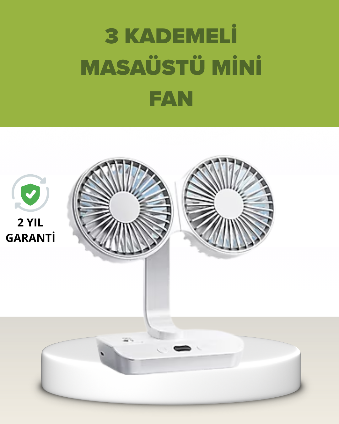 Çift Kafalı Masaüstü ve Duvar Tipi Sessiz USB Şarjlı Fan - Bayi Depom