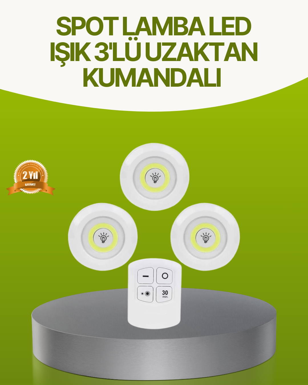 Uzaktan Kumandalı 3 Lü Kablosuz Led Spot Lamba Seti Yapışkanlı Pratik Kullanım - Bayi Depom Uzaktan Kumandalı 3 Lü Kablosuz Led Spot Lamba Seti Yapışkanlı Pratik Kullanım - Bayi Depom